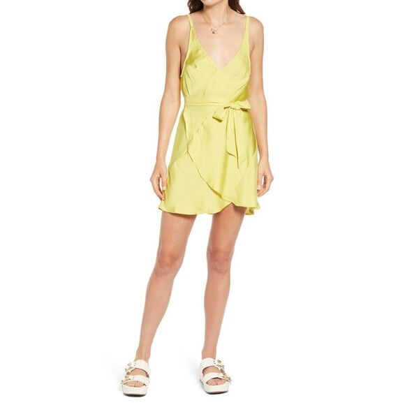 NEW! Free people Like Me Or Love Me Slipdress yellow wrap minidress size Medium - Picture 1 of 5
